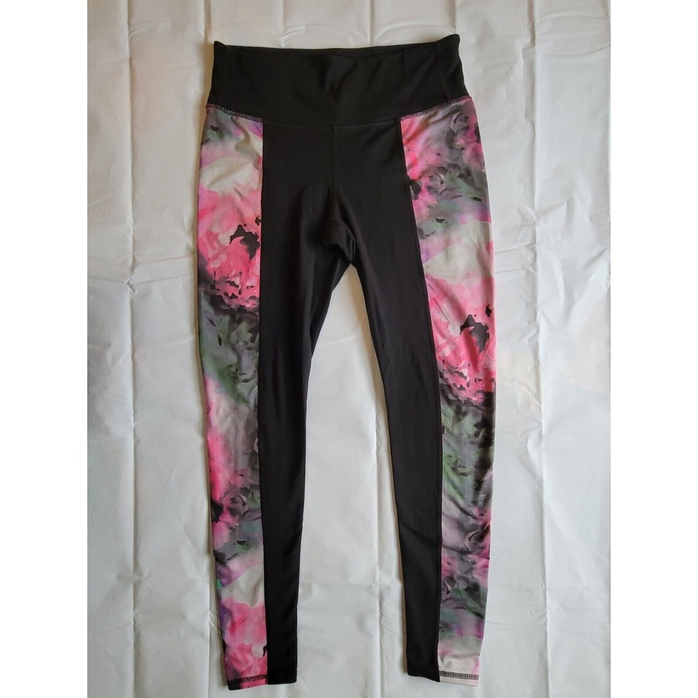 Athleta Womens Medium Chaturanga Floral Bloom Black Yoga Athletic Leggings
